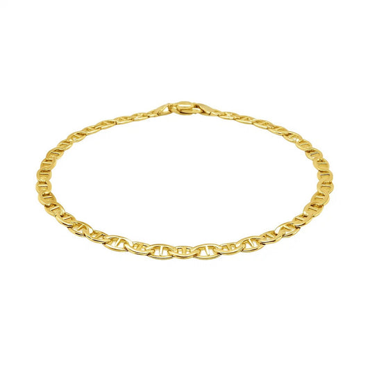 3.2mm 14k Yellow Gold Mariner Link Anklet