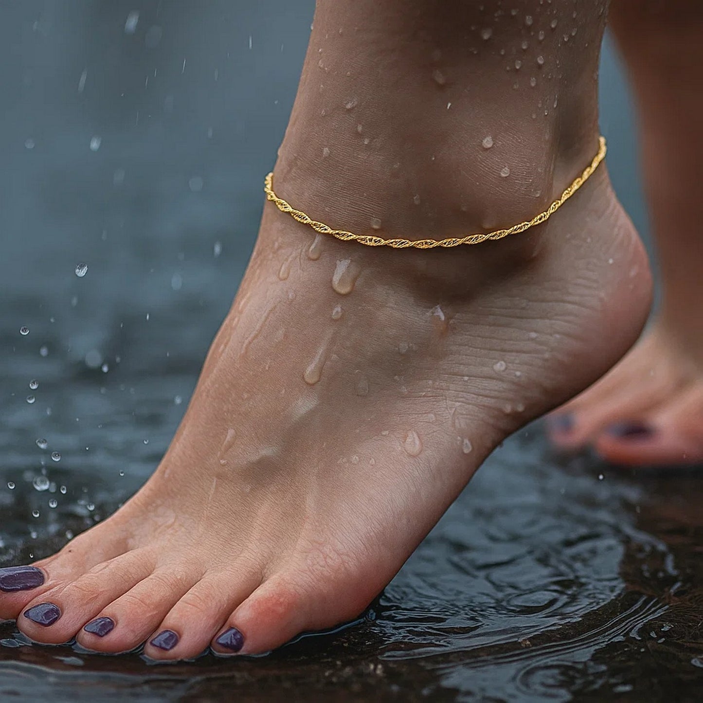 14K Yellow Gold Singapore Anklet (1.50 mm)