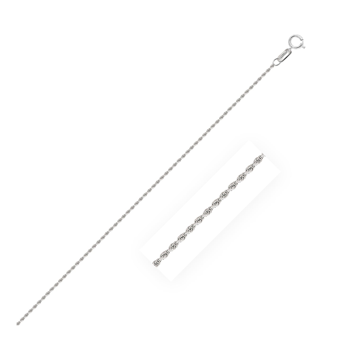 10K White Gold Solid Diamond Cut Rope Chain Necklace (1.40 mm)
