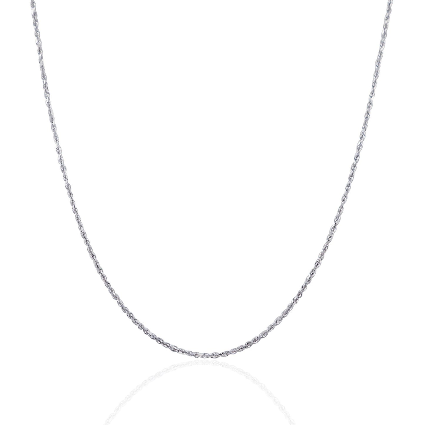 10K White Gold Solid Diamond Cut Rope Chain Necklace (1.40 mm)