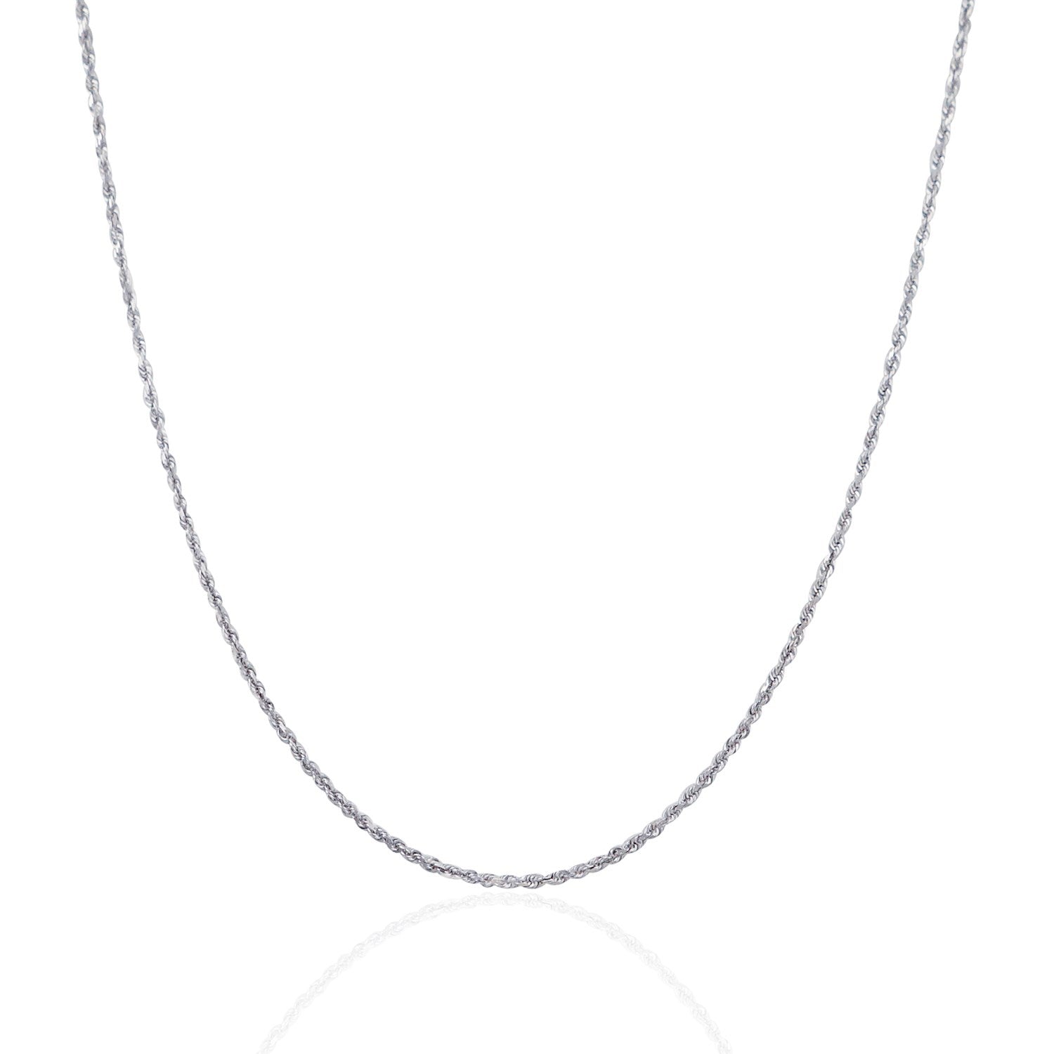 10K White Gold Solid Diamond Cut Rope Chain Necklace (1.40 mm)