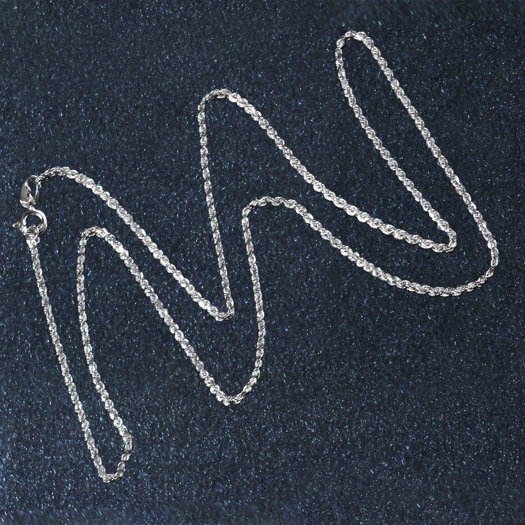 10K White Gold Solid Diamond Cut Rope Chain Necklace (1.40 mm)