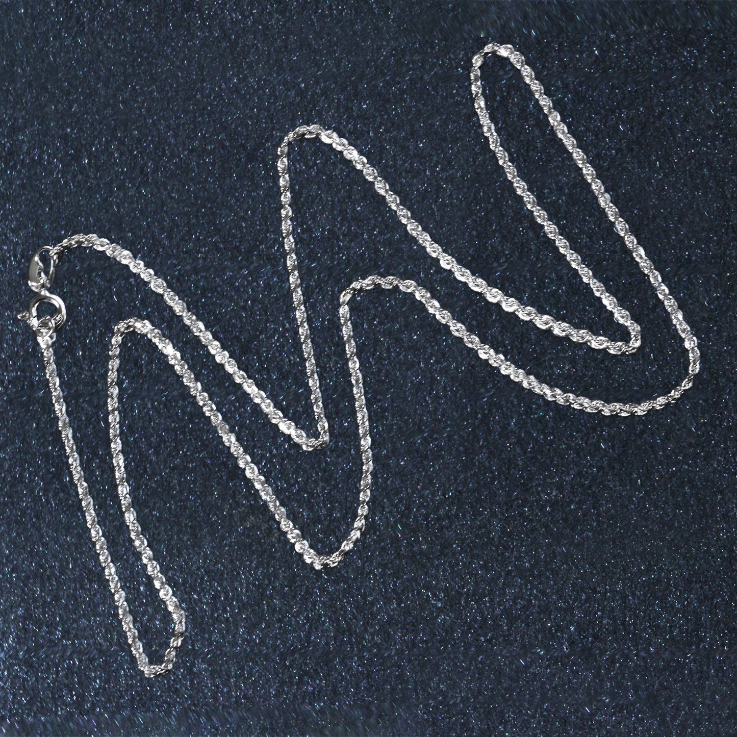 10K White Gold Solid Diamond Cut Rope Chain Necklace (1.40 mm)