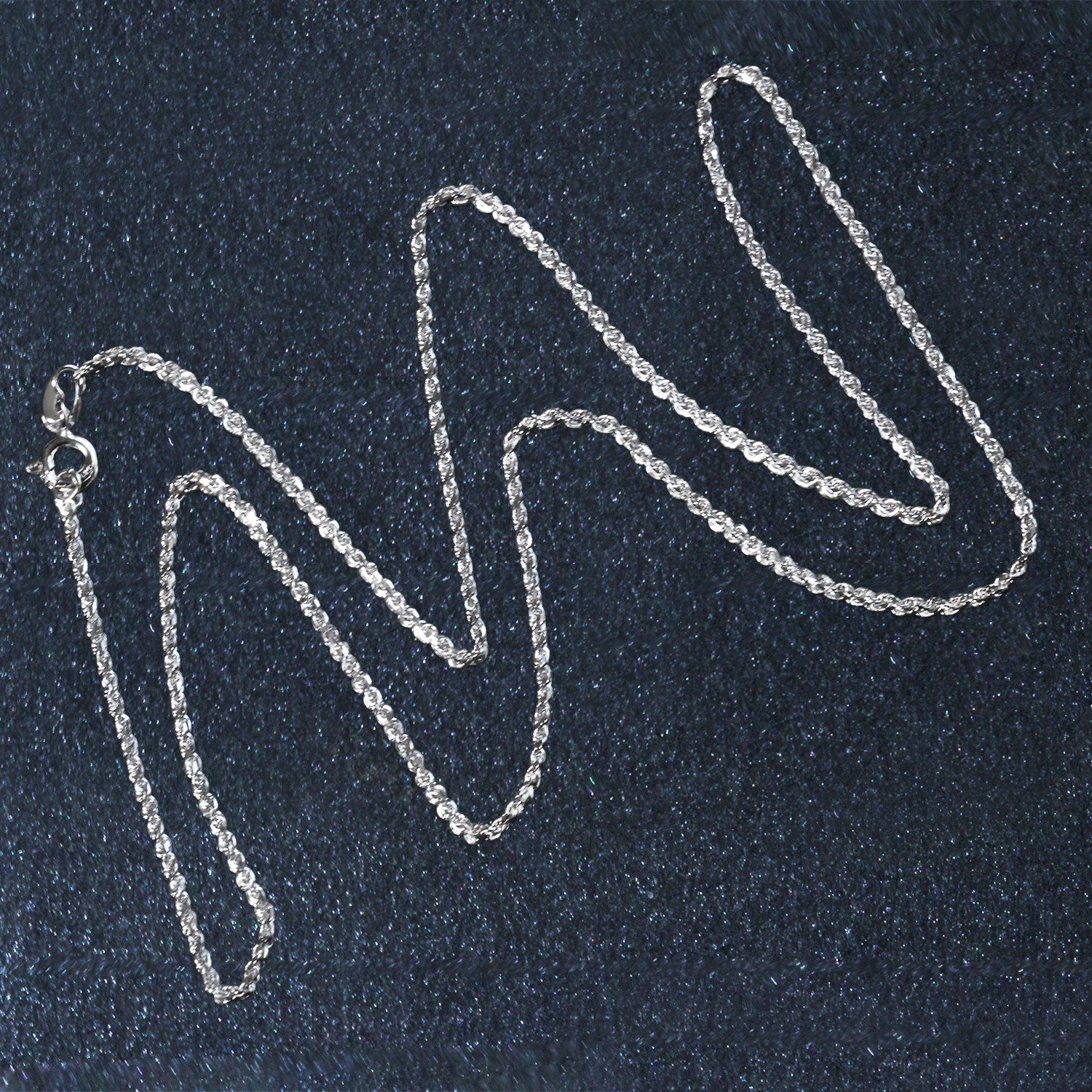 10K White Gold Solid Diamond Cut Rope Chain Necklace (1.40 mm)
