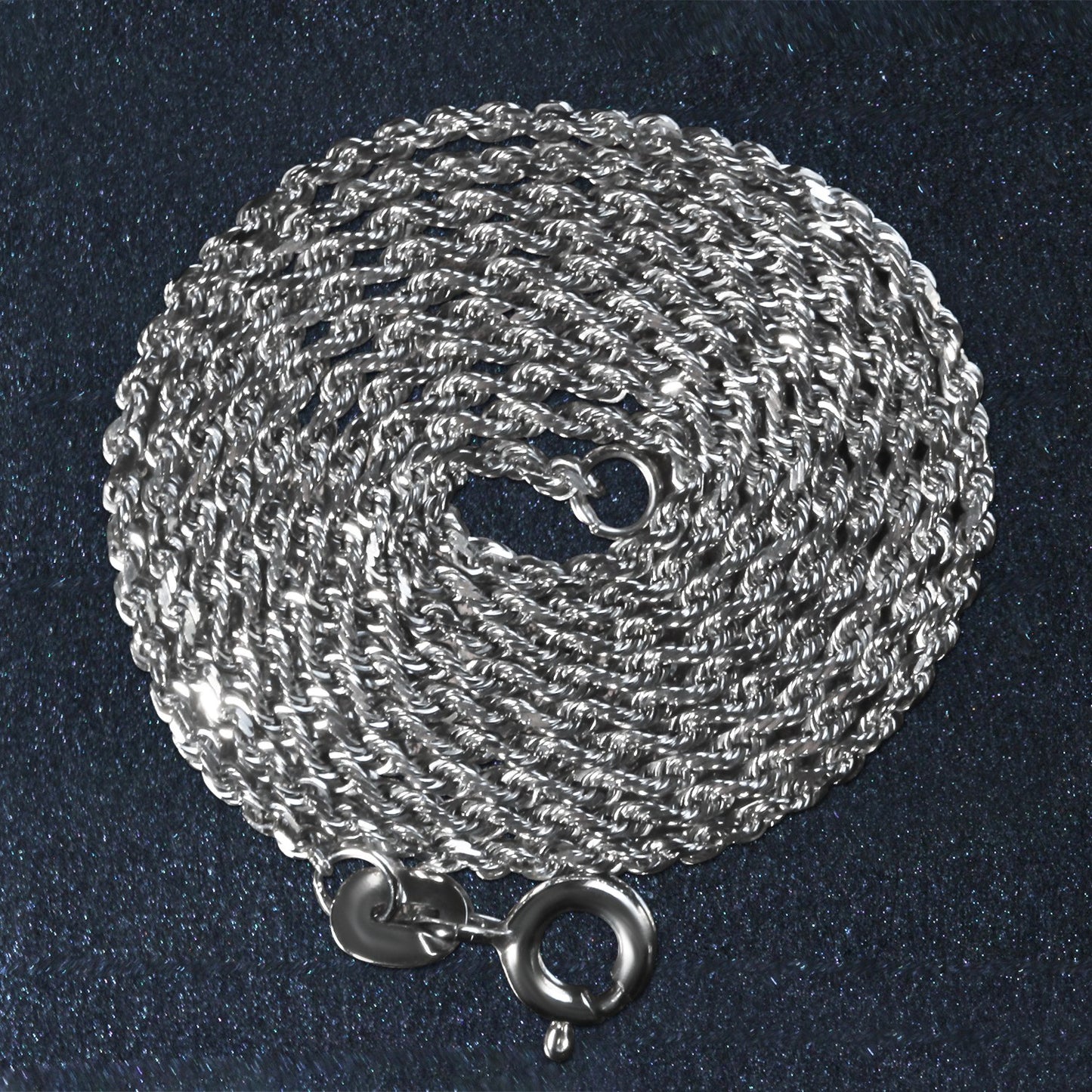 10K White Gold Solid Diamond Cut Rope Chain Necklace (1.40 mm)