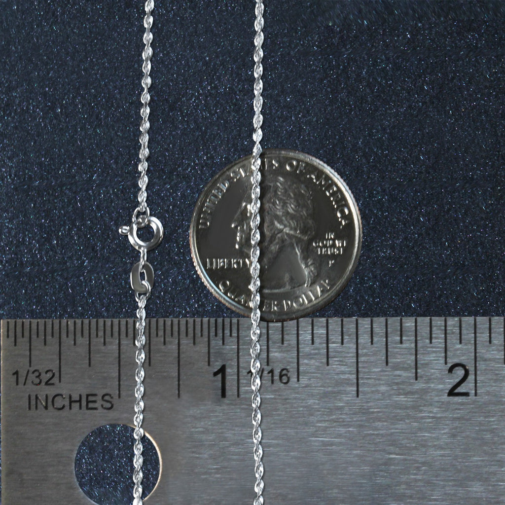 10K White Gold Solid Diamond Cut Rope Chain Necklace (1.40 mm)