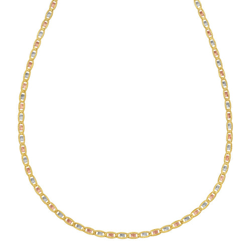 14K Tri Color Gold Pave Valentino Chain (2.50 mm)
