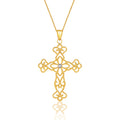 14K Yellow Gold Cross Pendant With Diamond