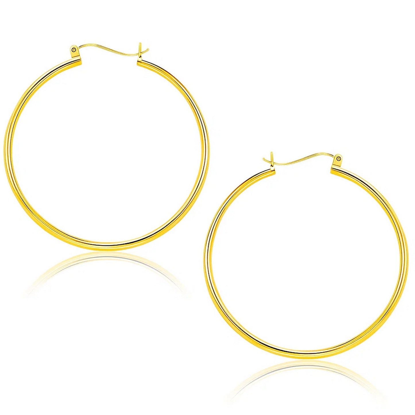 10k Yellow Gold Polished Hoop Earrings 1.5x40mm