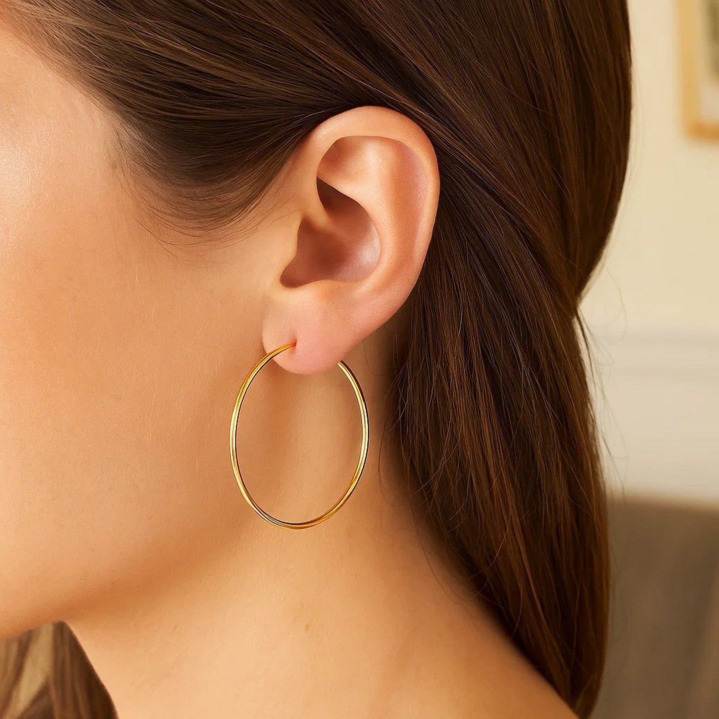10k Yellow Gold Polished Hoop Earrings 1.5x40mm