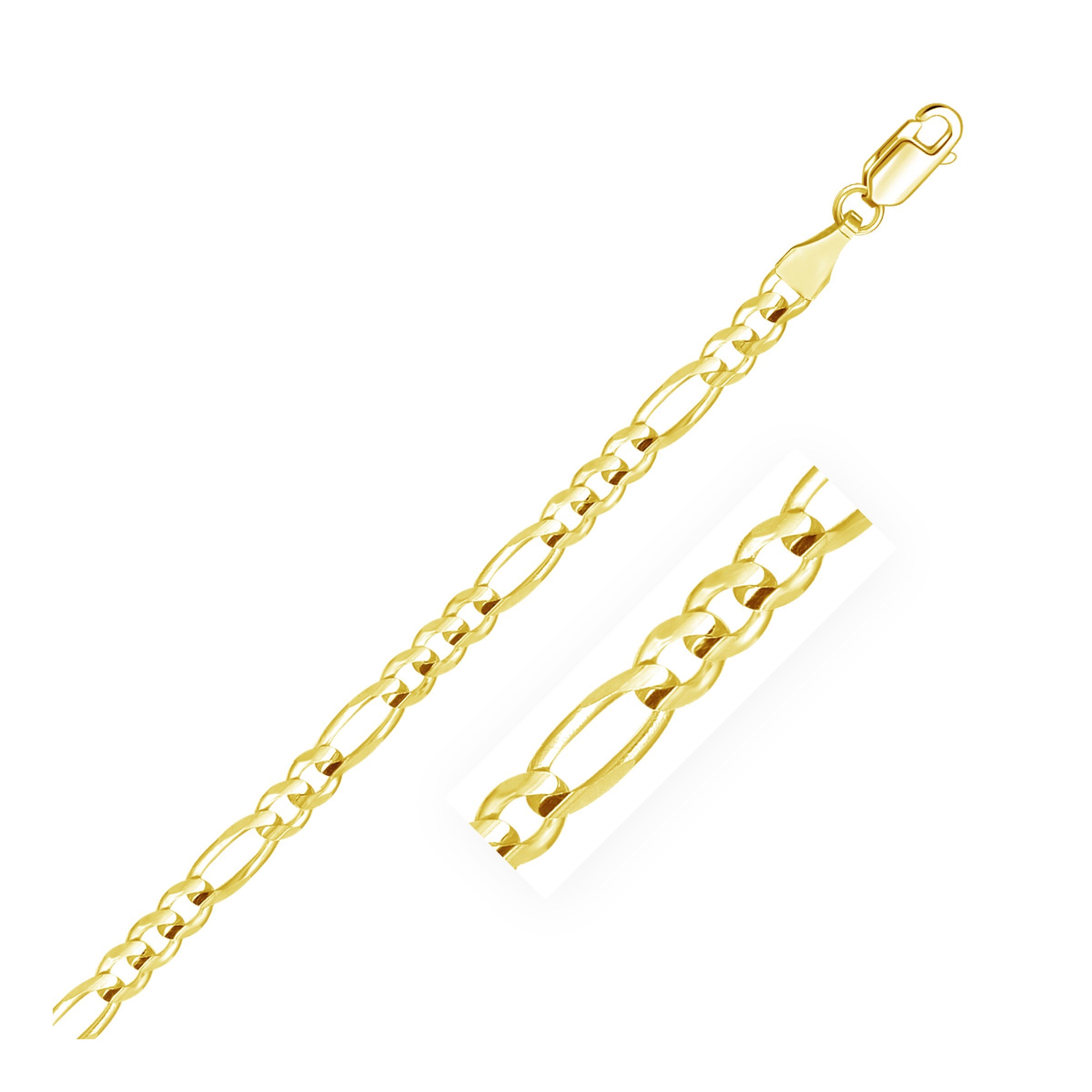 10K Yellow Gold Solid Figaro Chain – 4.50mm, Solid Gold
