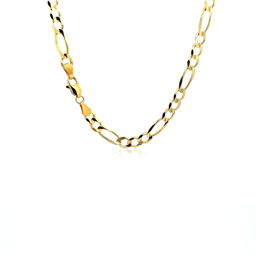 10K Yellow Gold Solid Figaro Chain – 4.50mm, Solid Gold