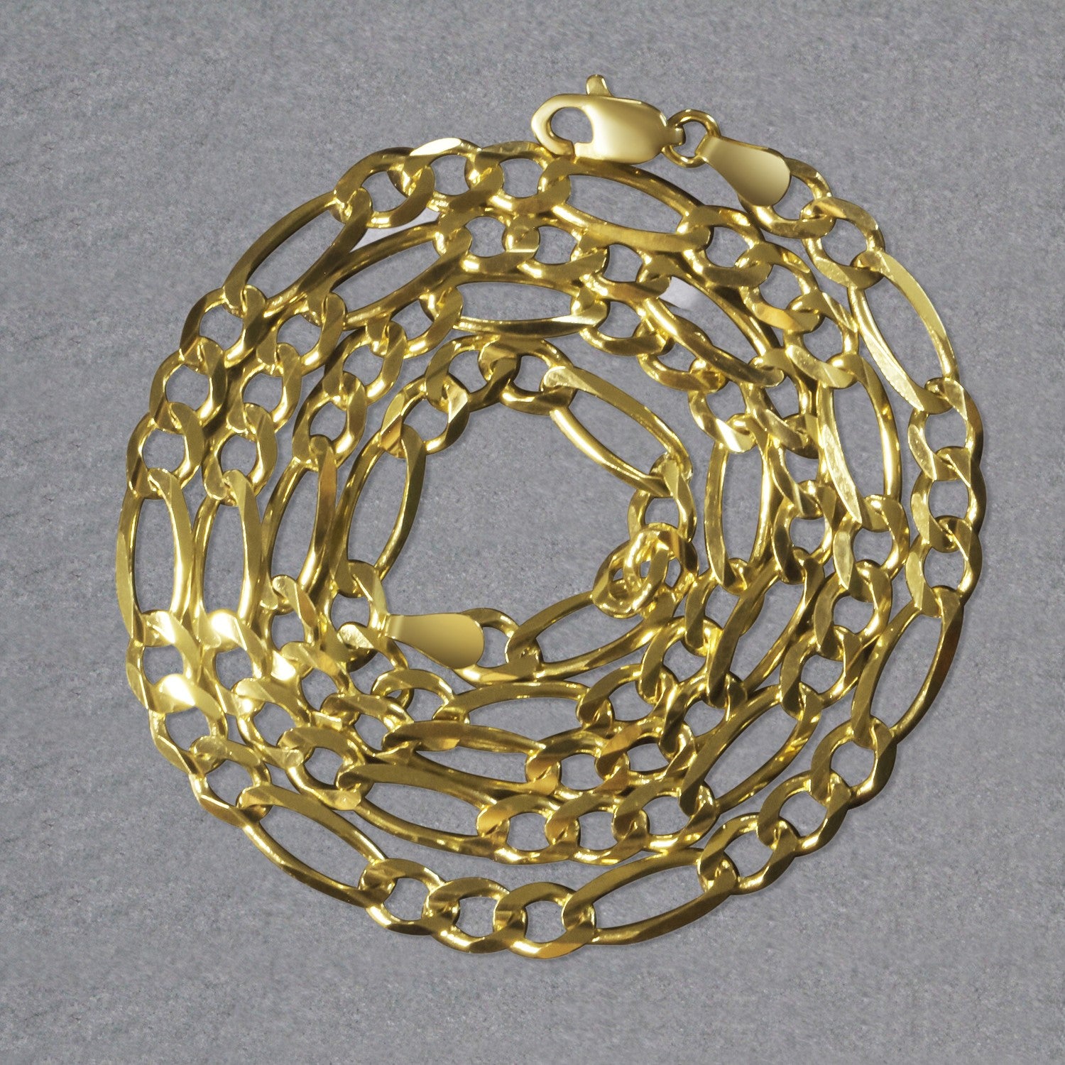 10K Yellow Gold Solid Figaro Chain – 4.50mm, Solid Gold