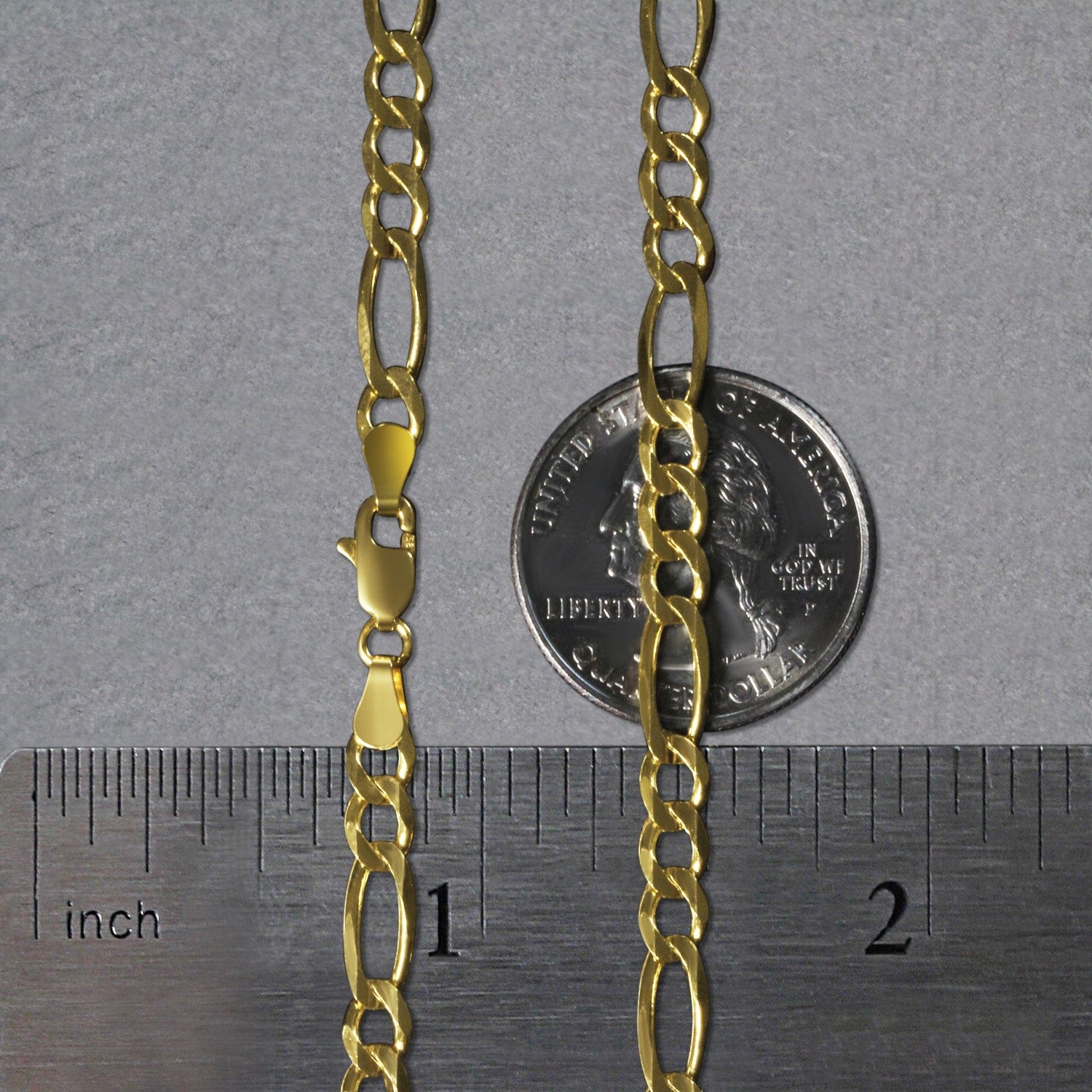 10K Yellow Gold Solid Figaro Chain – 4.50mm, Solid Gold