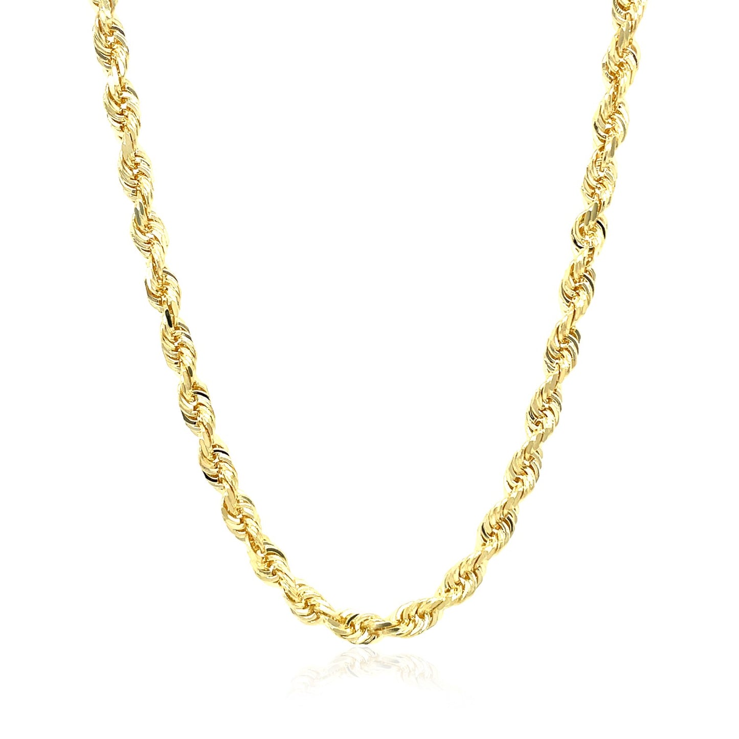 10K Yellow Gold Solid Diamond Cut Rope Chain Necklace (4.00 mm)