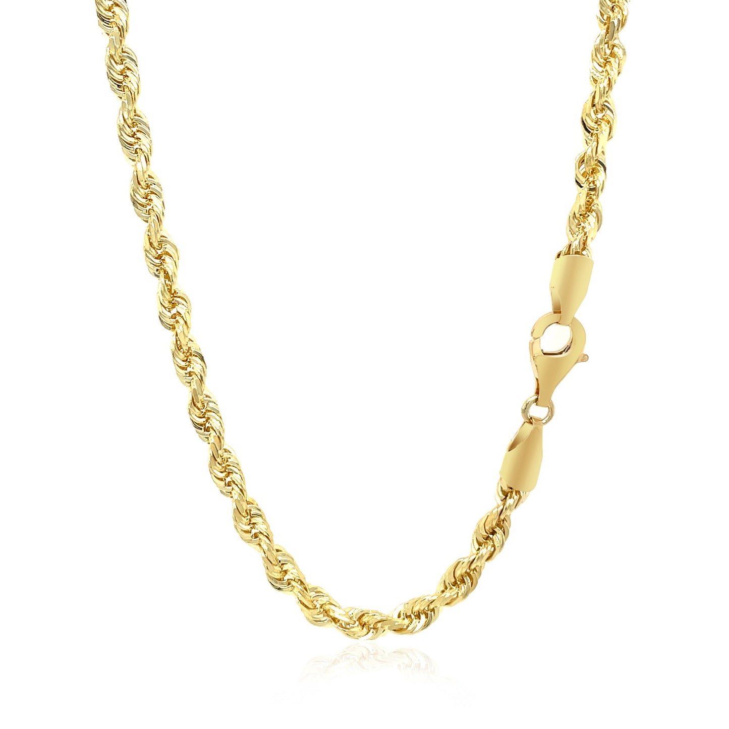 10K Yellow Gold Solid Diamond Cut Rope Chain Necklace (4.00 mm)