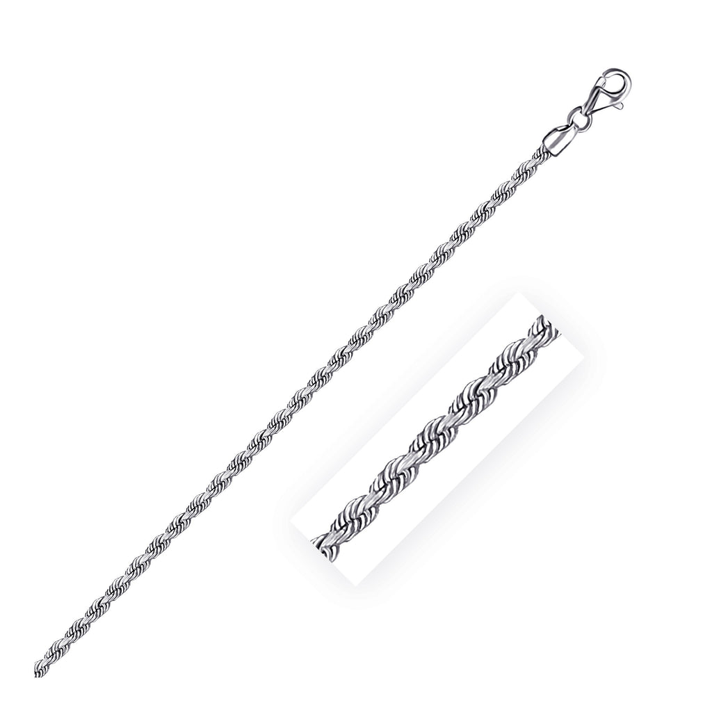 14K White Gold Solid Diamond Cut Rope Chain Necklace (2.50 mm)