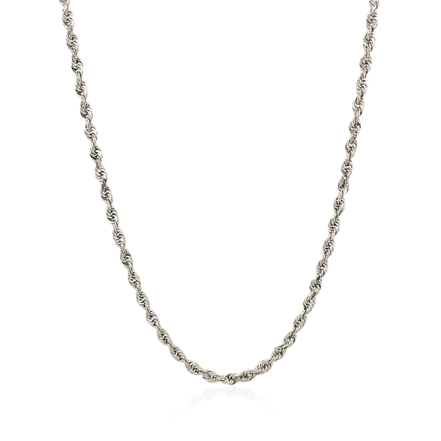 14K White Gold Solid Diamond Cut Rope Chain Necklace (2.50 mm)
