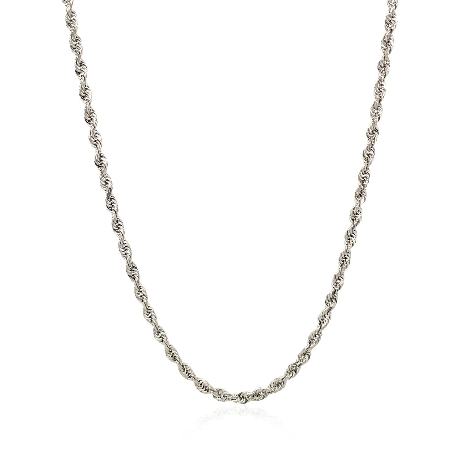 14K White Gold Solid Diamond Cut Rope Chain Necklace (2.50 mm)