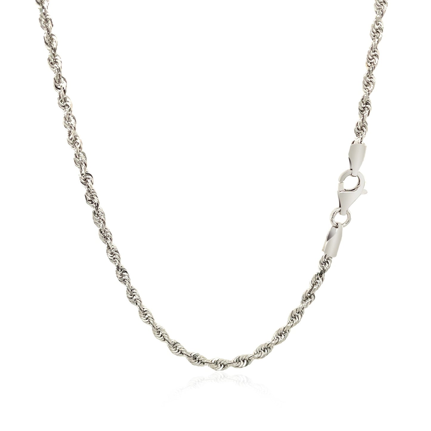 14K White Gold Solid Diamond Cut Rope Chain Necklace (2.50 mm)