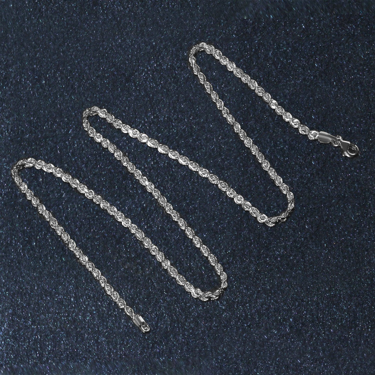 14K White Gold Solid Diamond Cut Rope Chain Necklace (2.50 mm)