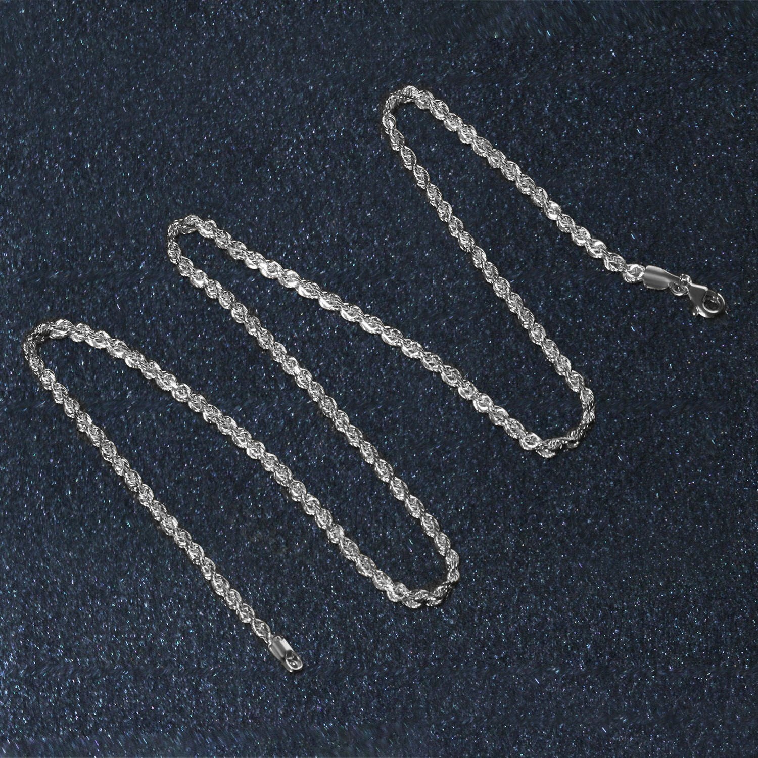 14K White Gold Solid Diamond Cut Rope Chain Necklace (2.50 mm)