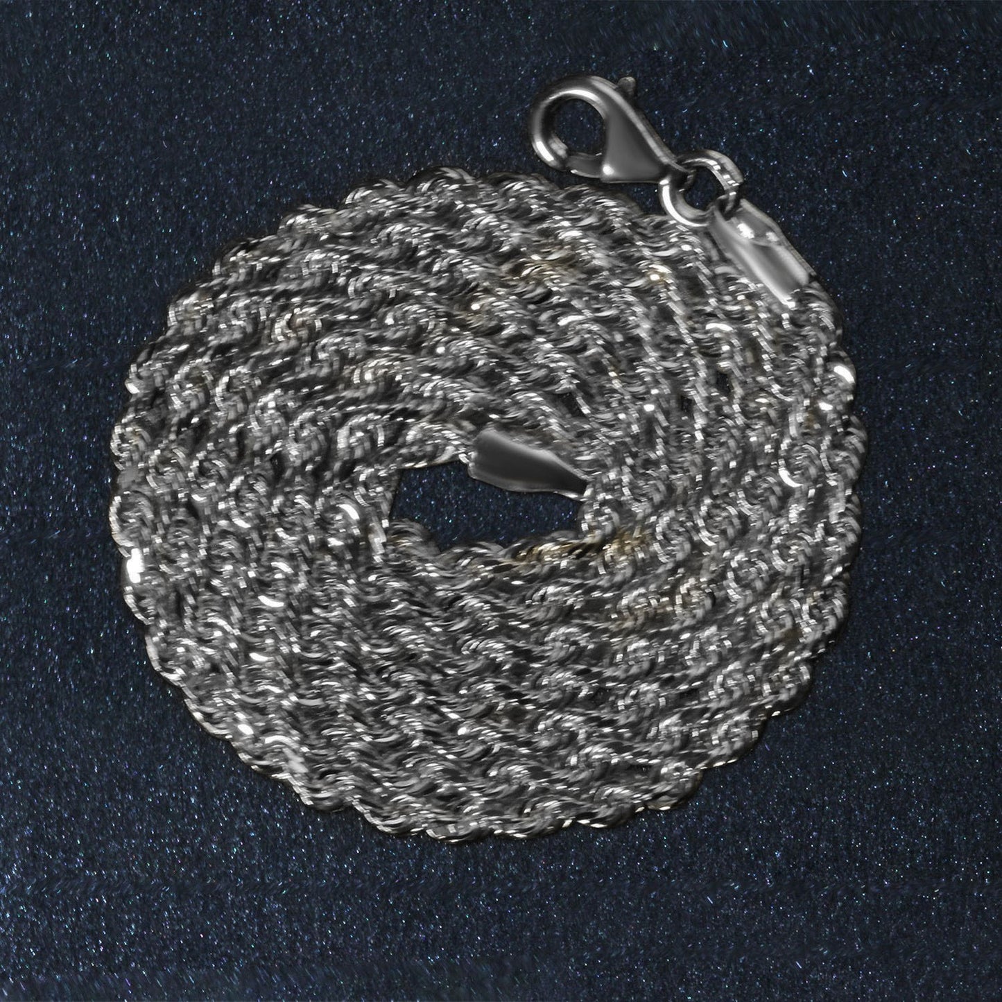14K White Gold Solid Diamond Cut Rope Chain Necklace (2.50 mm)