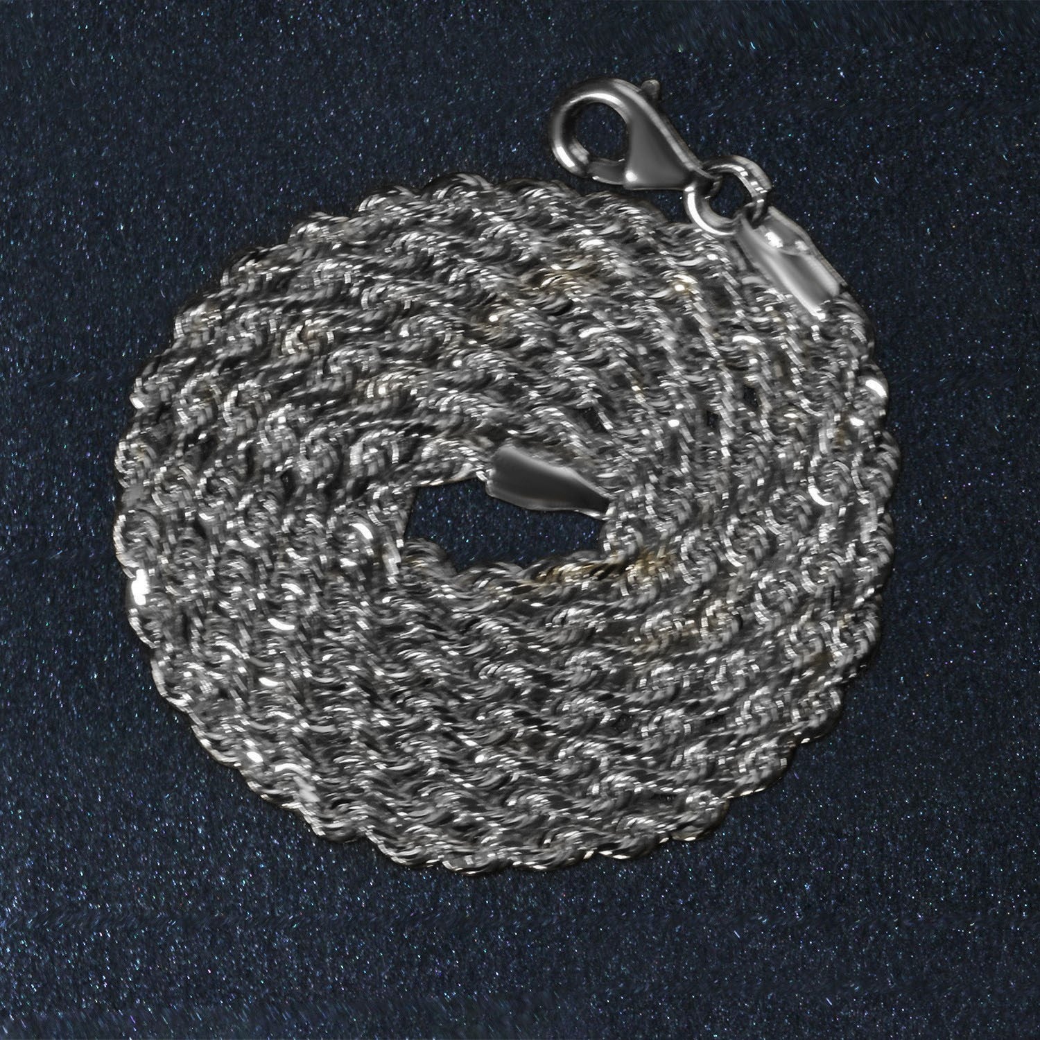 14K White Gold Solid Diamond Cut Rope Chain Necklace (2.50 mm)