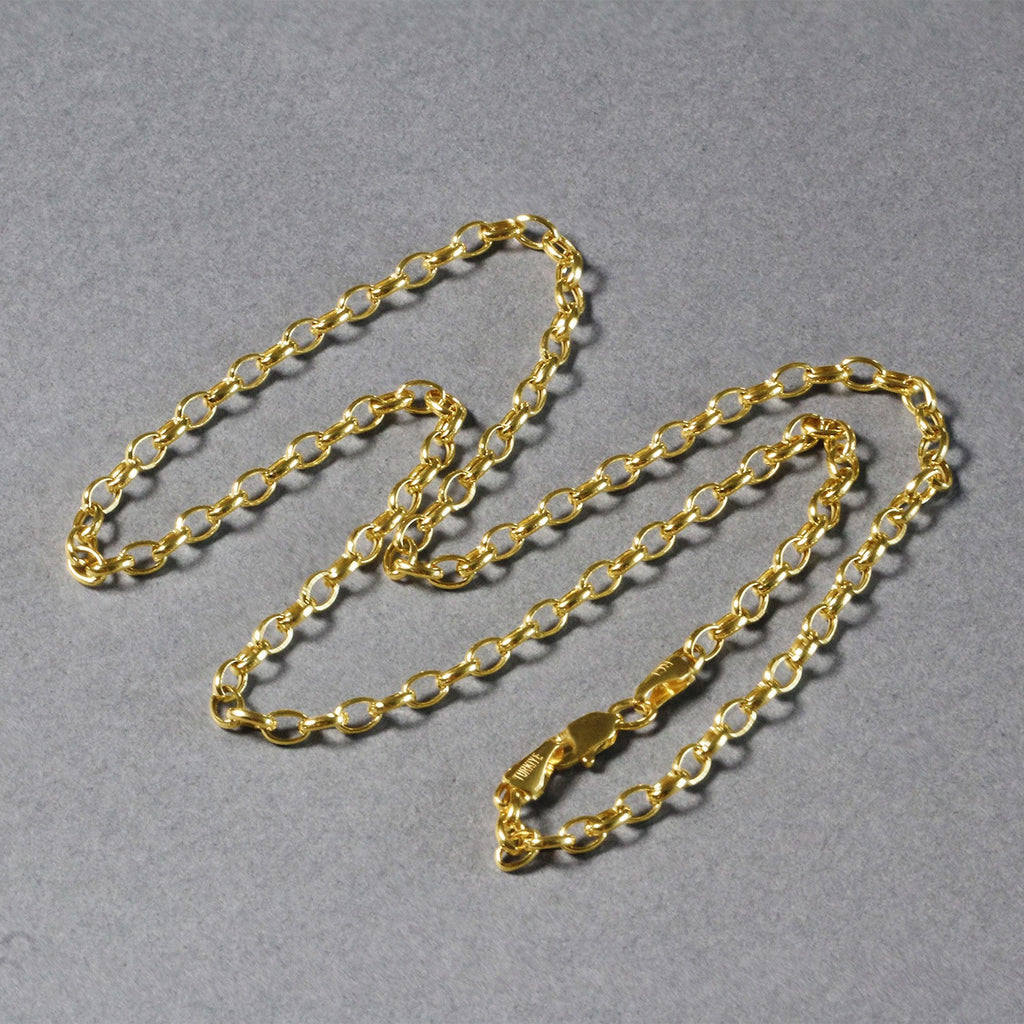 14K Yellow Gold Oval Rolo Chain – 3.20mm, Solid Gold