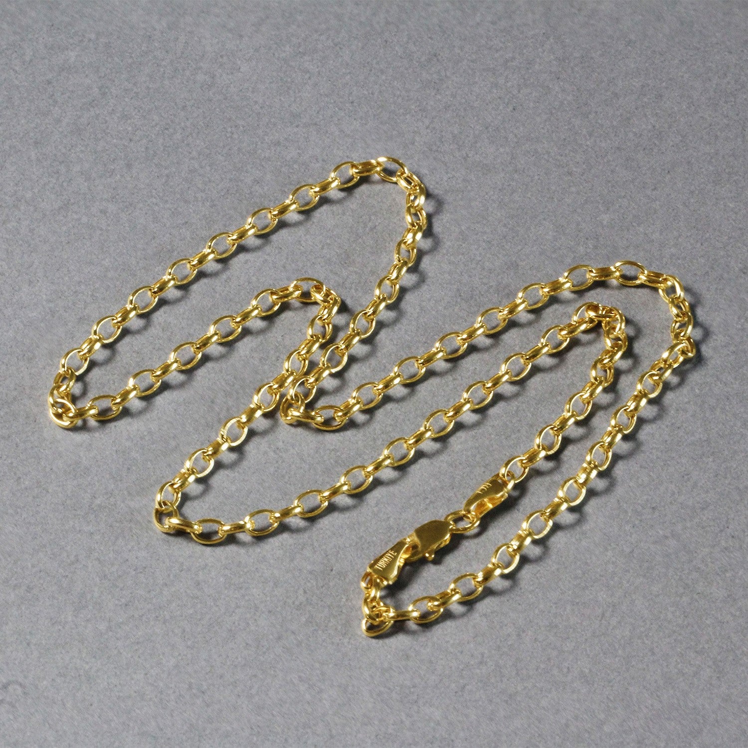 14K Yellow Gold Oval Rolo Chain – 3.20mm, Solid Gold