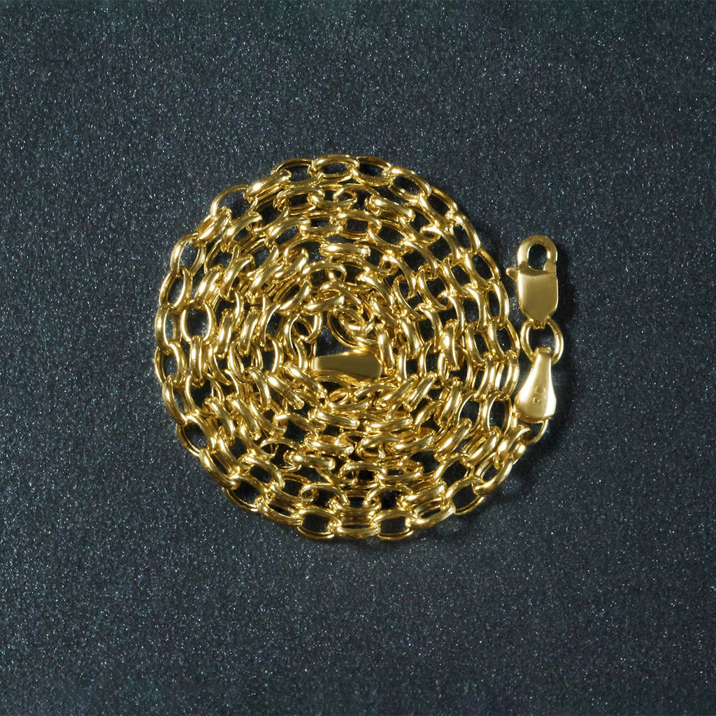 14K Yellow Gold Oval Rolo Chain – 3.20mm, Solid Gold