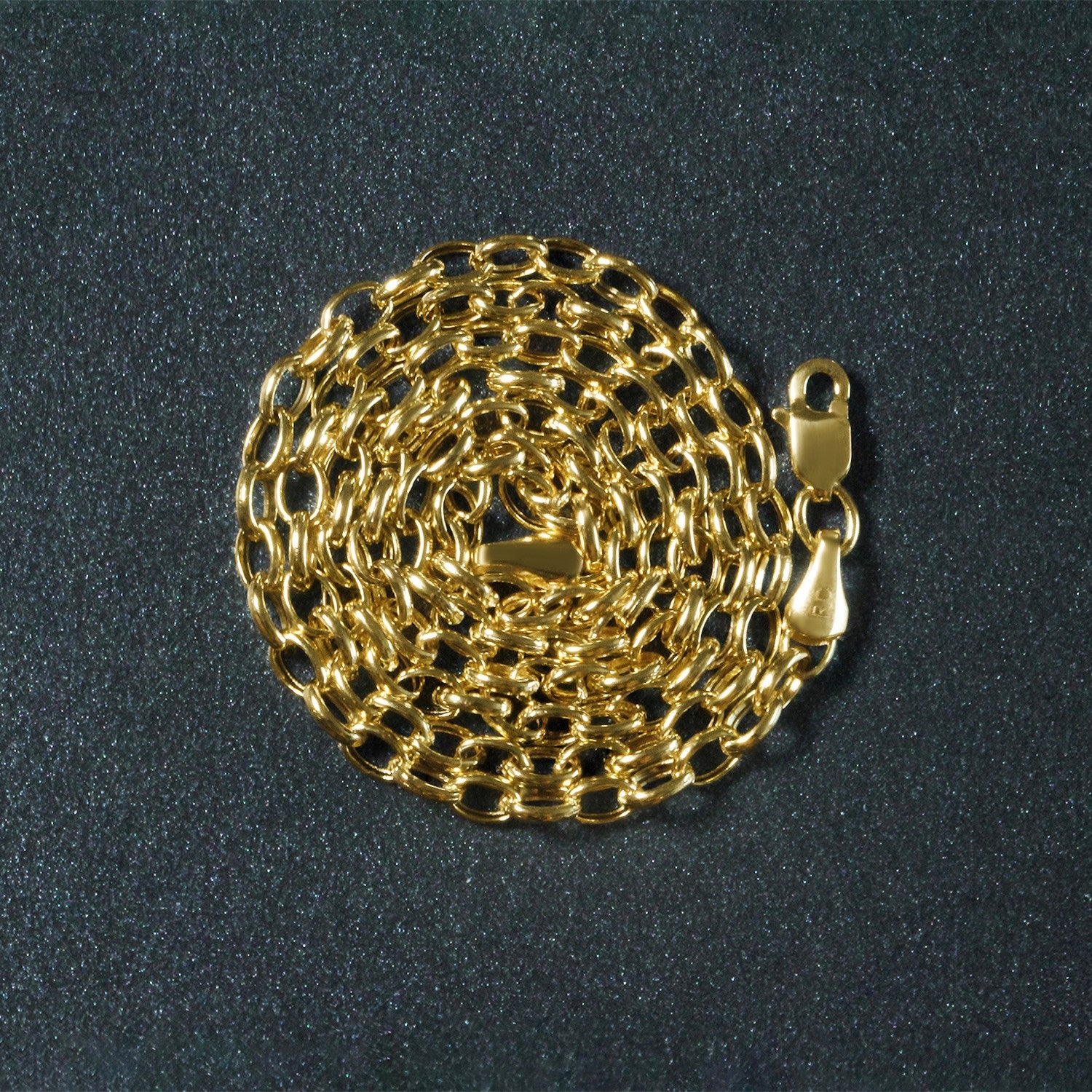14K Yellow Gold Oval Rolo Chain – 3.20mm, Solid Gold