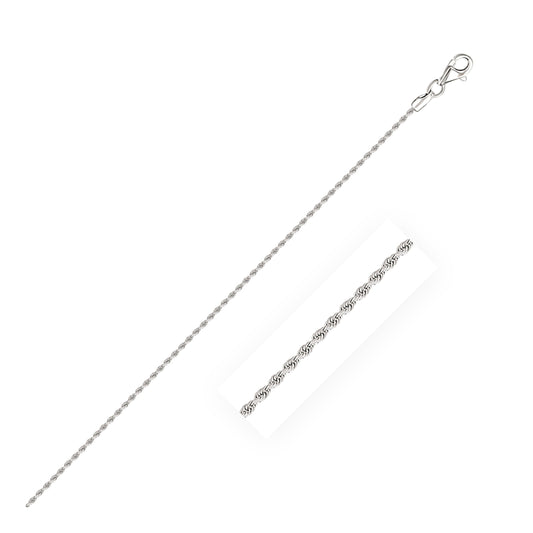 10K White Gold Solid Diamond Cut Rope Chain Necklace (1.60 mm)