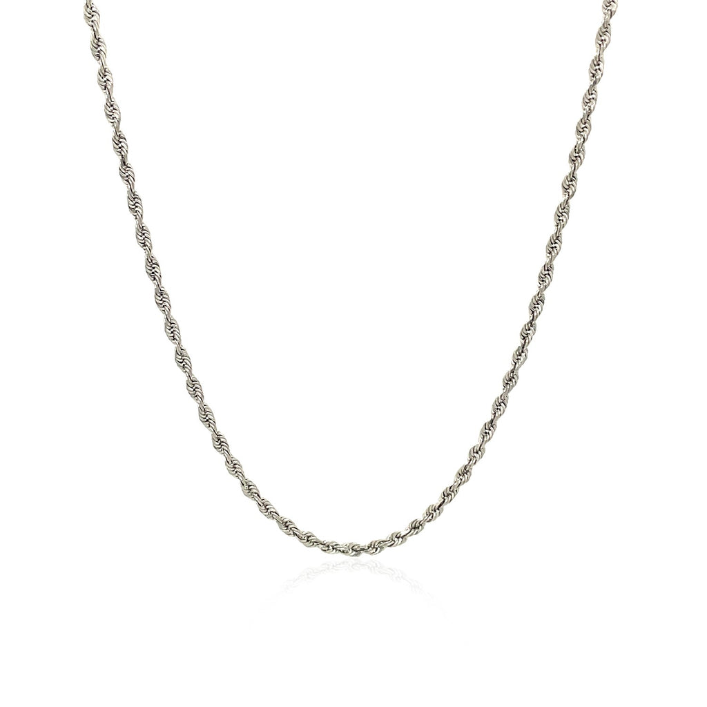 10K White Gold Solid Diamond Cut Rope Chain Necklace (1.60 mm)