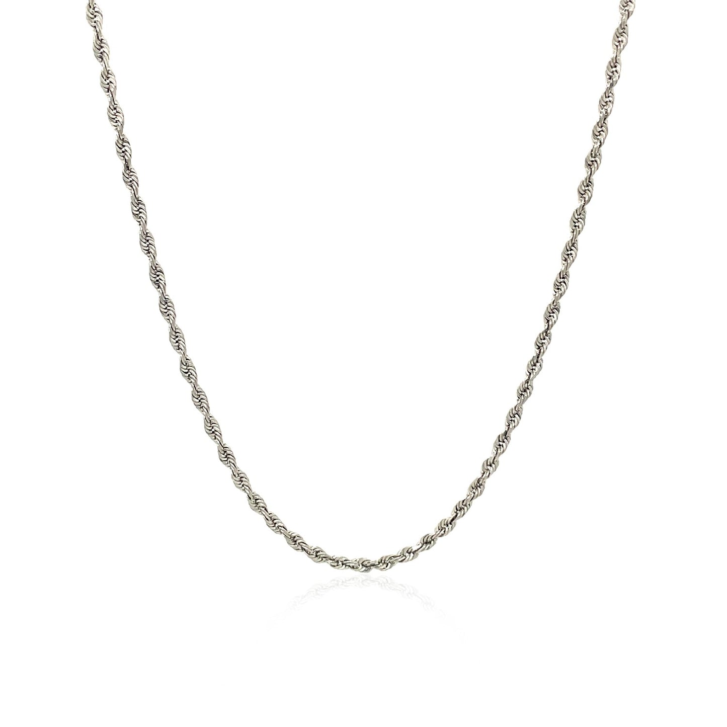 10K White Gold Solid Diamond Cut Rope Chain Necklace (1.60 mm)