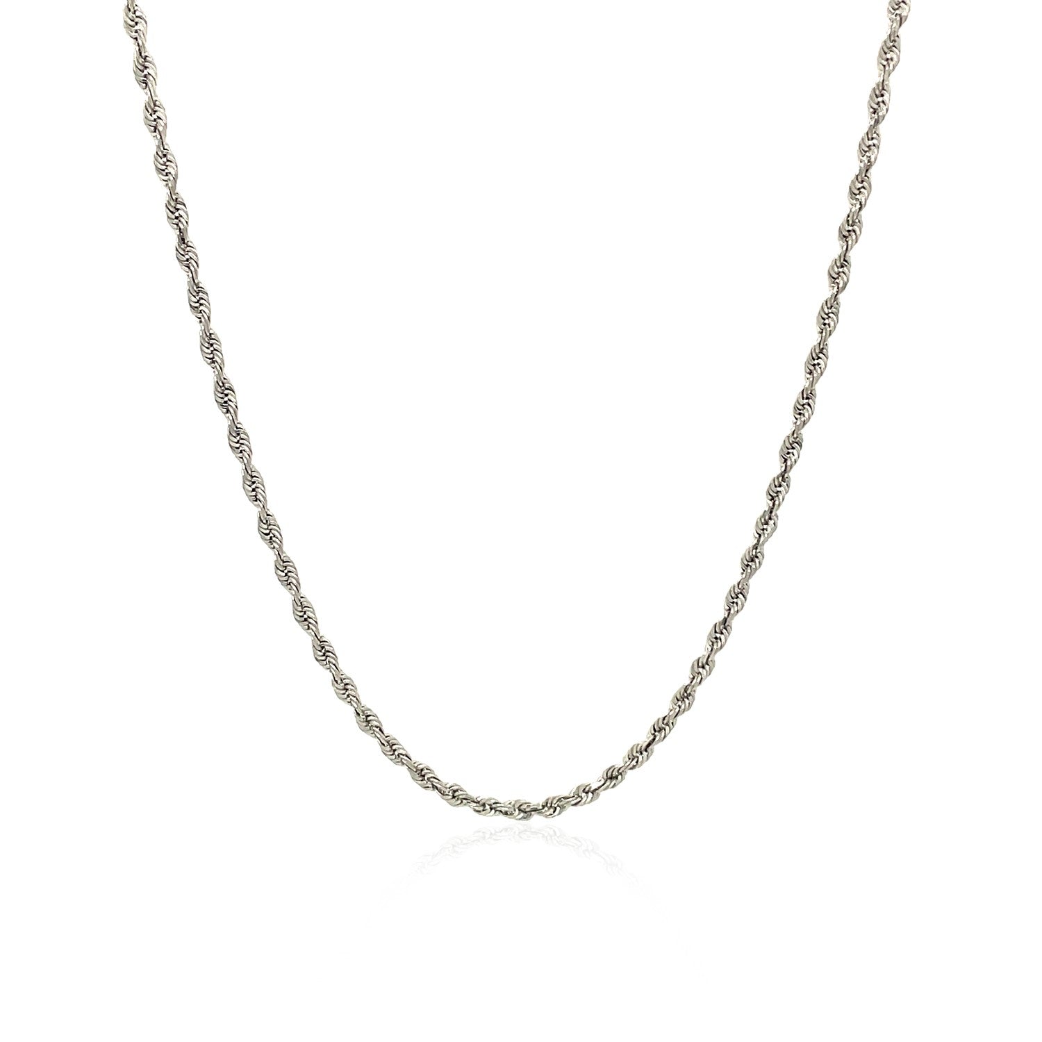10K White Gold Solid Diamond Cut Rope Chain Necklace (1.60 mm)