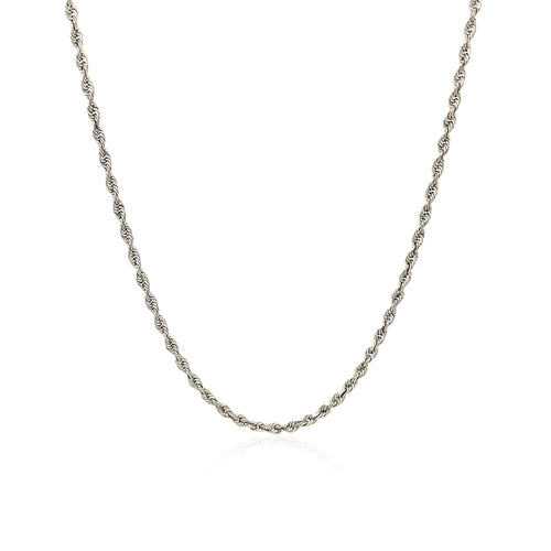 10K White Gold Solid Diamond Cut Rope Chain Necklace (1.60 mm)