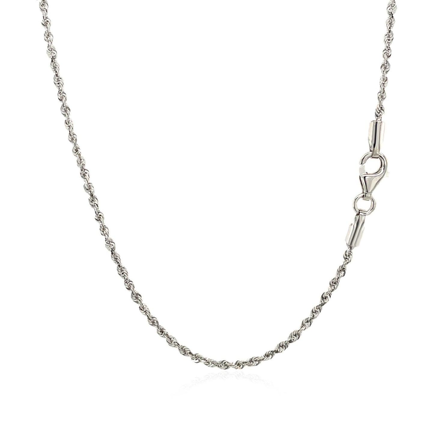 10K White Gold Solid Diamond Cut Rope Chain Necklace (1.60 mm)