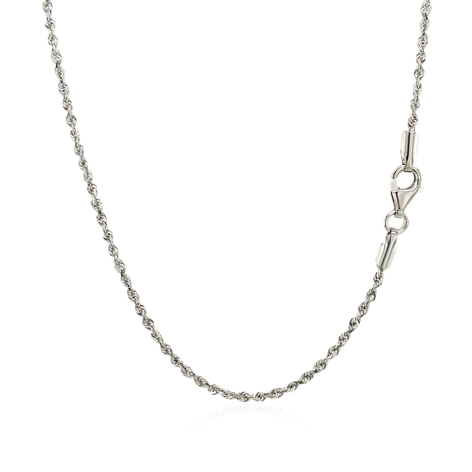 10K White Gold Solid Diamond Cut Rope Chain Necklace (1.60 mm)