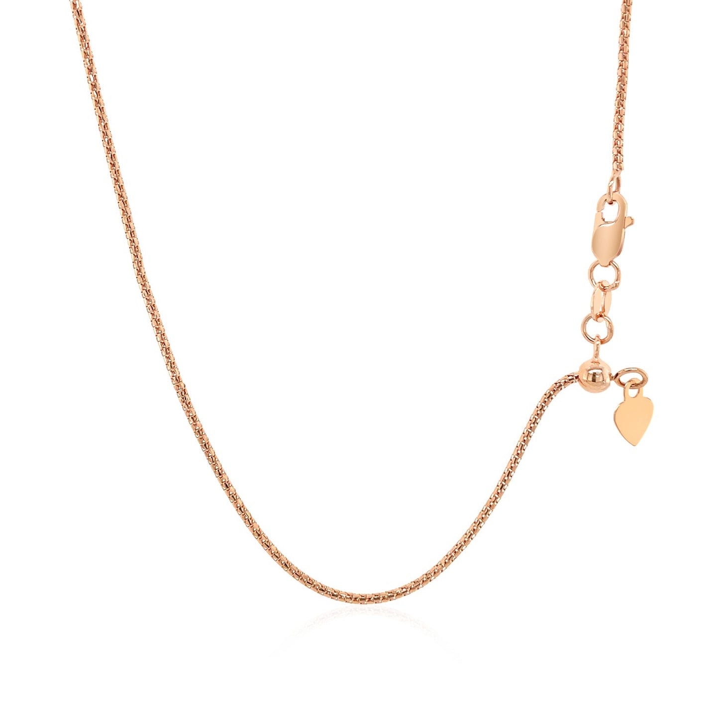 14K Rose Gold Adjustable Popcorn Chain Necklace (1.30 mm)