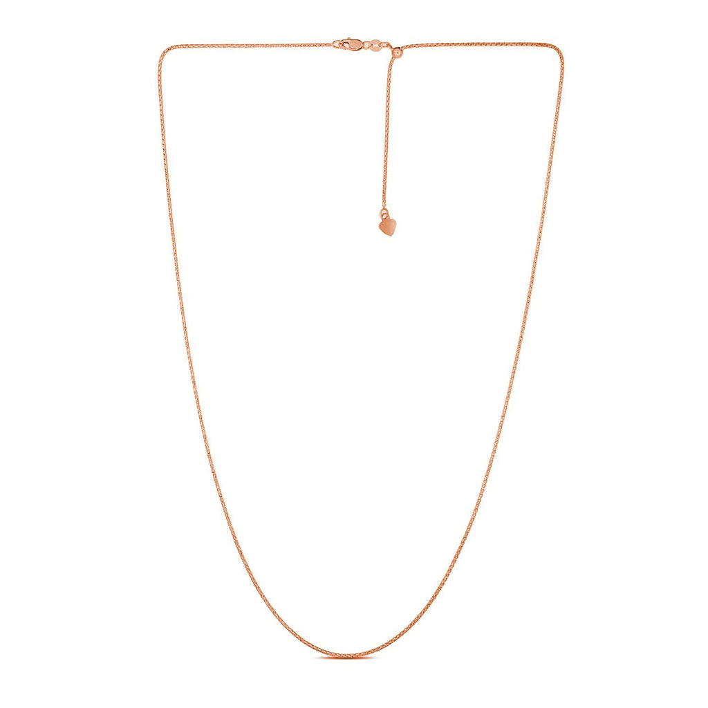 14K Rose Gold Adjustable Popcorn Chain Necklace (1.30 mm)