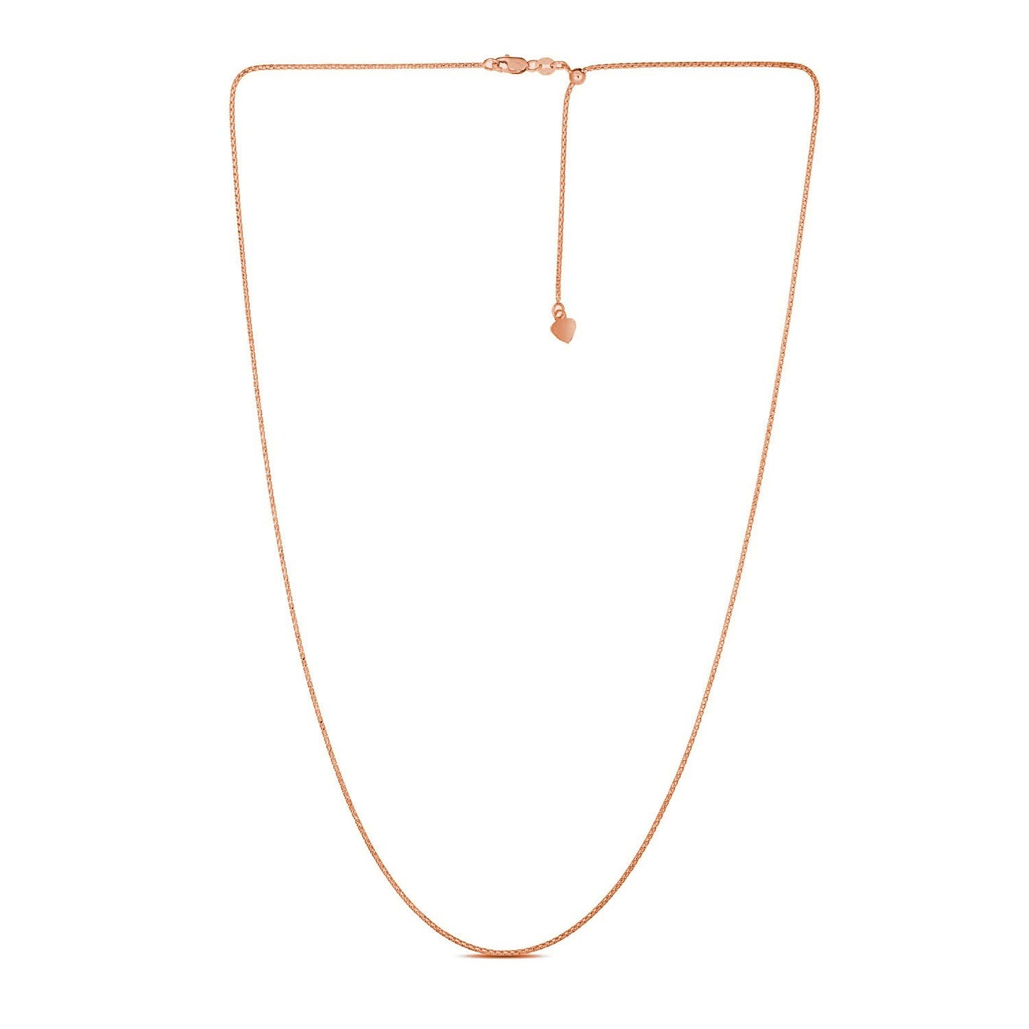14K Rose Gold Adjustable Popcorn Chain Necklace (1.30 mm)