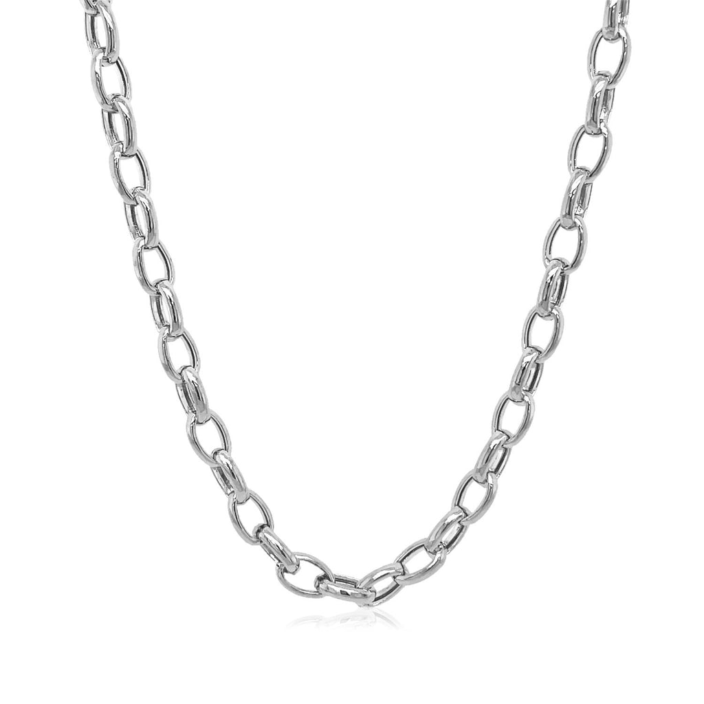 14K White Gold Oval Rolo Chain – 4.60mm, Solid Gold