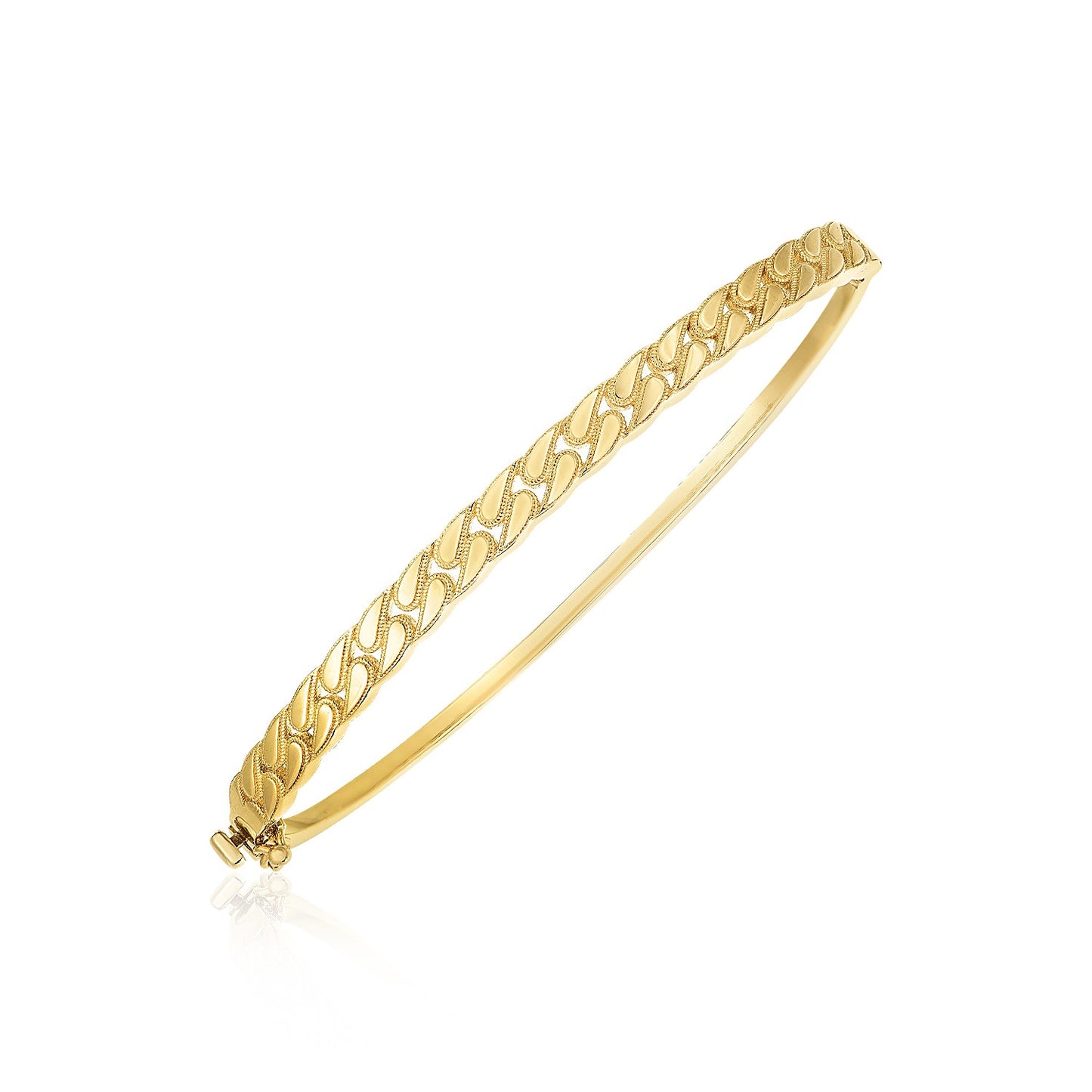 14K Yellow Gold High Polish Cuban Chain Link Bangle (4.60mm) – True Pure Gold