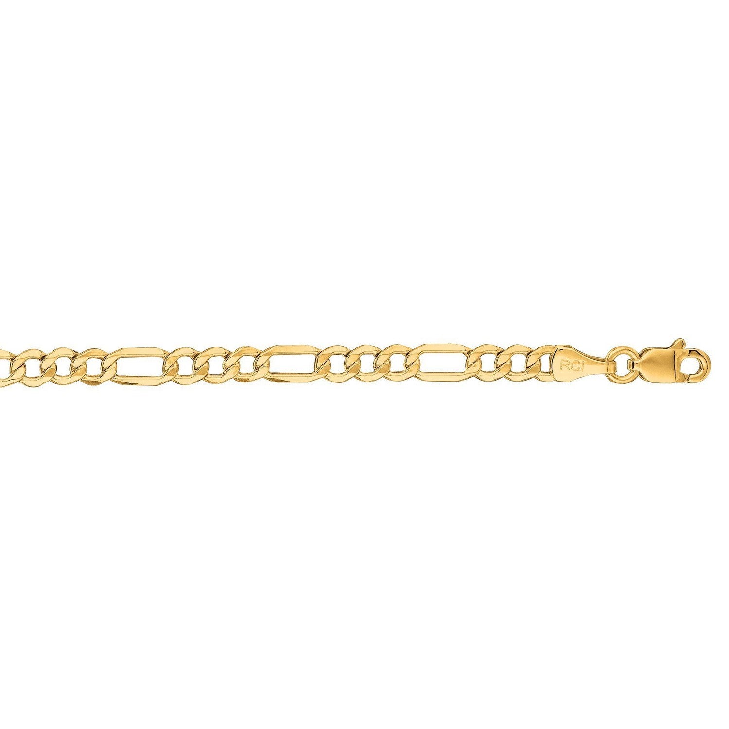 14K Yellow Gold Lite Figaro Chain – 3.70mm, Solid Gold