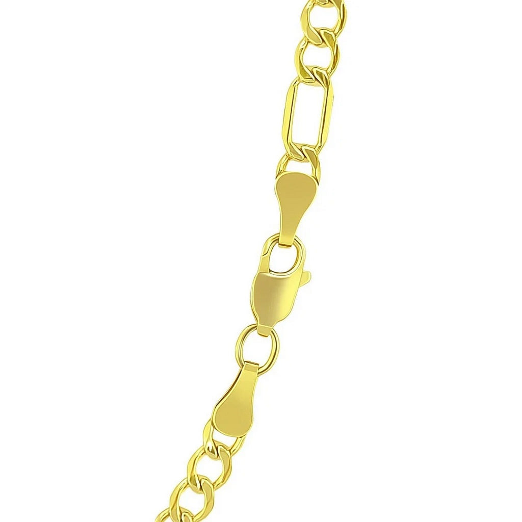 14K Yellow Gold Lite Figaro Chain – 3.70mm, Solid Gold