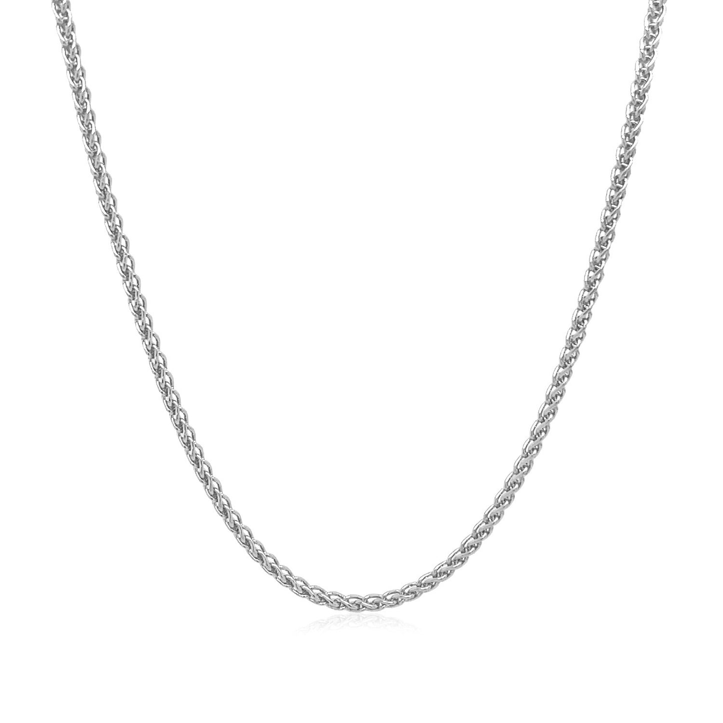 14K White Gold Round Wheat Chain Necklace (1.50 mm)