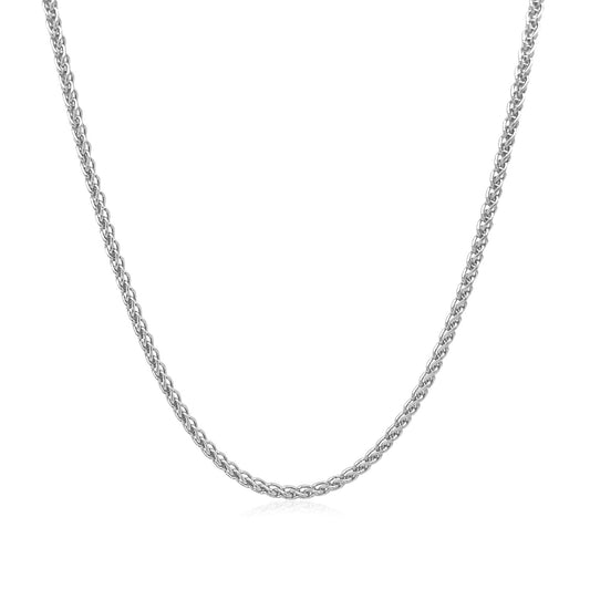 14K White Gold Round Wheat Chain Necklace (1.50 mm)