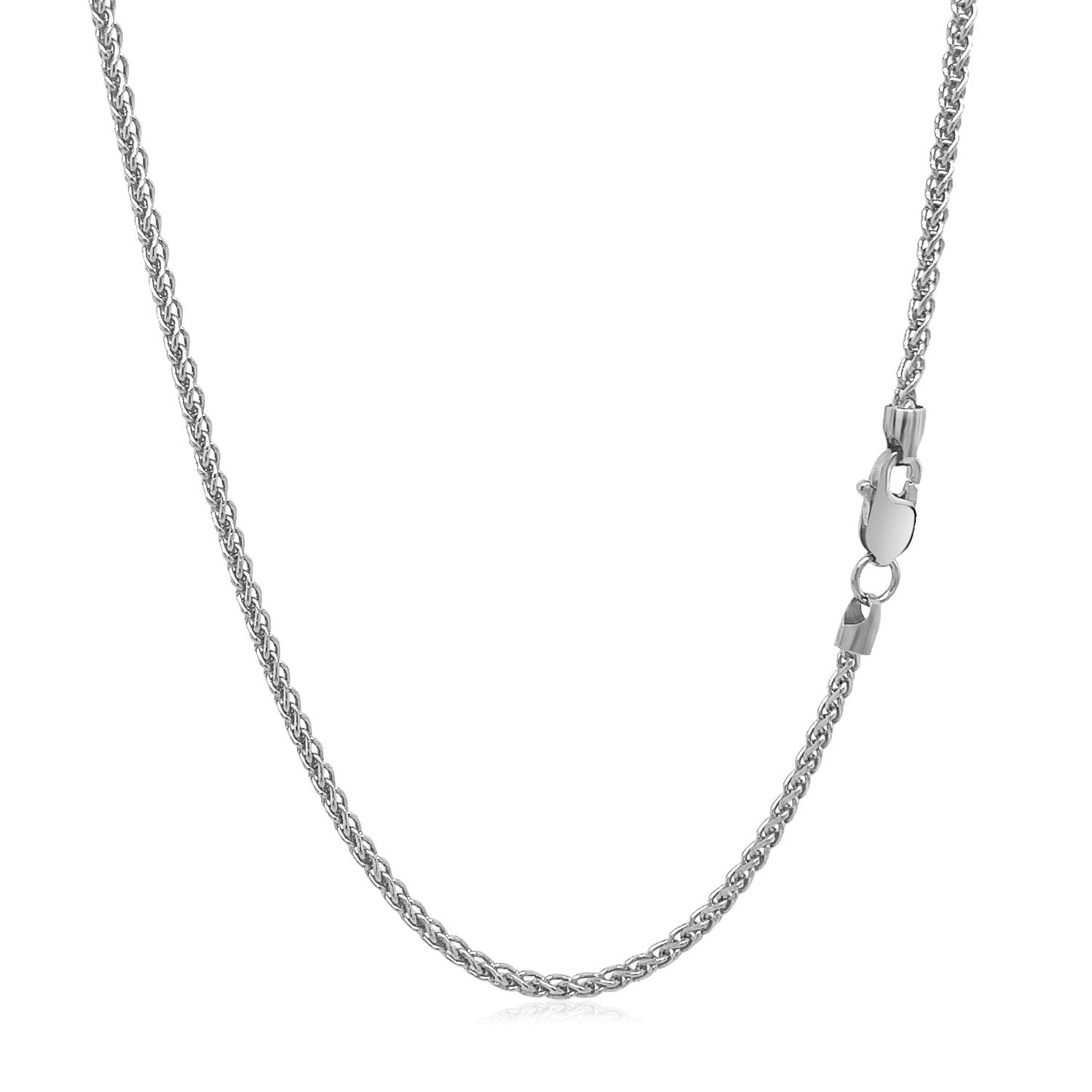 14K White Gold Round Wheat Chain Necklace (1.50 mm)