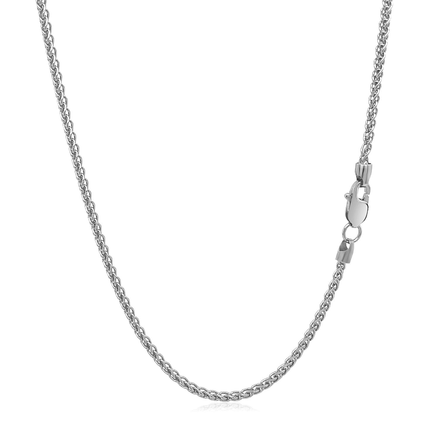 14K White Gold Round Wheat Chain – 1.50mm, Solid Gold